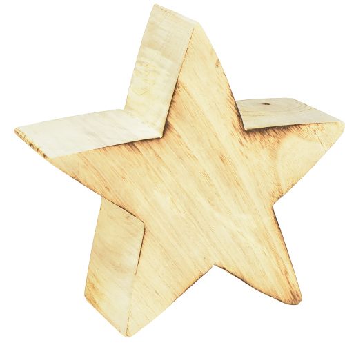 Rustykalna gwiazda dekoracyjna z drewna - wygląd naturalnego drewna, 20x7 cm - wszechstronna dekoracja pokoju