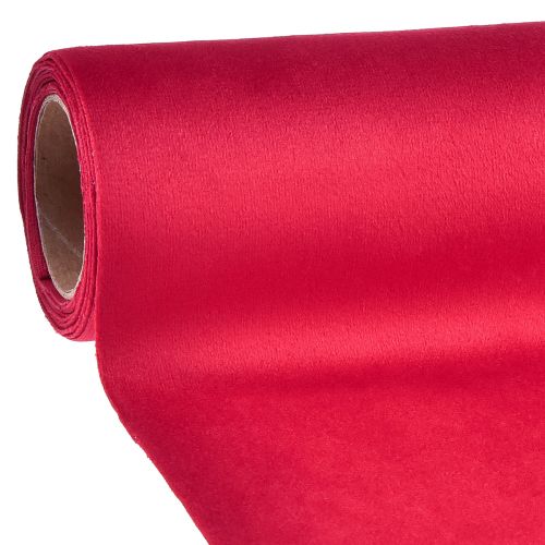 Bieżnik aksamitny czerwony, błyszcząca tkanina dekoracyjna, 28×270cm - bieżnik do świątecznej dekoracji