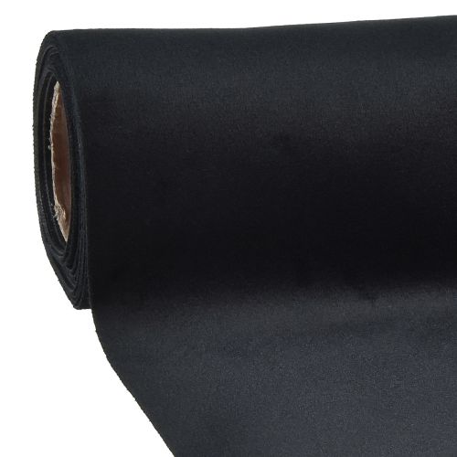Floristik24 Bieżnik aksamitny czarny, błyszcząca tkanina dekoracyjna, 28×270cm - elegancki bieżnik na uroczyste okazje