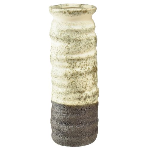 Dekoracja ceramiczna wazonu do suchej florystyki kremowo-szaro-zielona wys. 34cm
