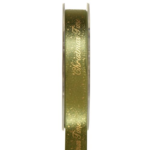 Produkt Wstążka świąteczna Wstążka świąteczna Zielone złoto 15mm 20m