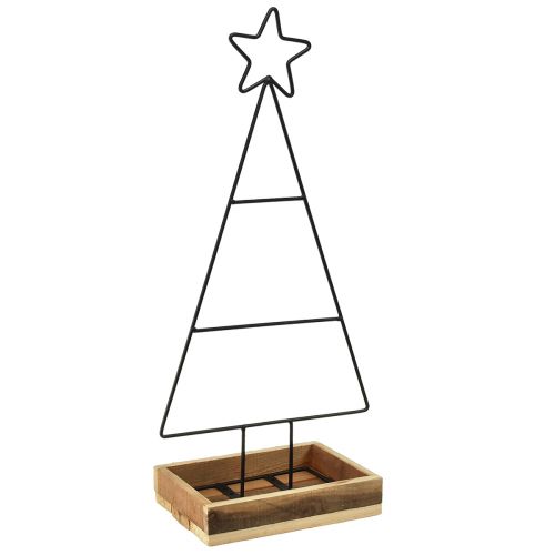 Metalowa choinka z gwiazdą i tacą - 25x18x66 cm - Nowoczesna dekoracja świąteczna