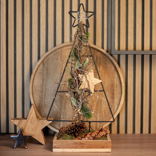 Produkt Metalowa choinka z gwiazdą i tacą - 25x18x66 cm - Nowoczesna dekoracja świąteczna