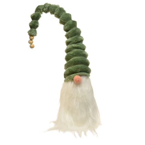 Świąteczny krasnal ze spiralną zieloną czapką i białą brodą 2 sztuki - 65cm - Skandynawska magia świąt w Twoim domu
