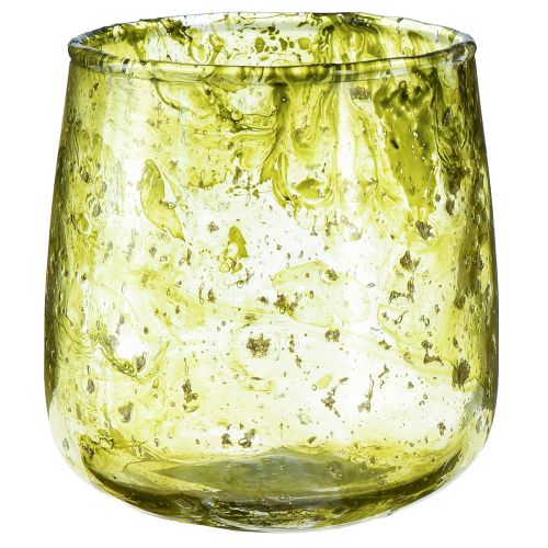Dekoracja szklana latarnia vintage żółto-zielona Ø9cm W9,5cm