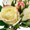 Floristik24 Sztuczne róże Kremowy Żółty Różowy Sztuczne róże Dekoracyjny bukiet 29cm 12szt