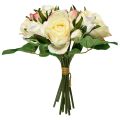 Floristik24 Sztuczne róże Kremowy Żółty Różowy Sztuczne róże Dekoracyjny bukiet 29cm 12szt