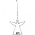 Floristik24 Stojak na świeczkę z aniołkiem, wisząca dekoracja na świeczkę, metalowy srebrny H20cm