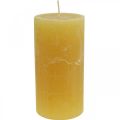 Floristik24 Świece filarowe Rustykalne świece w jednolitym kolorze żółte 70/140mm 4szt