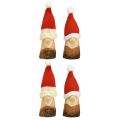 Floristik24 Krasnal dekoracyjny drewniany Krasnal bożonarodzeniowy z kapeluszem czerwony naturalny 10/12cm 4szt