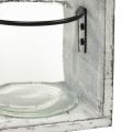 Floristik24 Rustykalny zestaw szklanych pojemników w szarym i białym drewnianym stojaku - 27,5x9x11 cm - Wszechstronne rozwiązanie do przechowywania i dekoracji