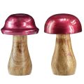 Floristik24 Grzyby drewniane grzybki dekoracyjne drewno czerwone połysk Ø6cm W10cm 2szt