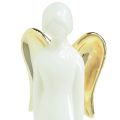 Floristik24 Figurki aniołów Ceramiczny anioł z białego złota 6cmx5cmx15cm 2szt