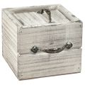 Floristik24 Drewniany zestaw szuflad z uchwytem, przecierany na biało, 12x12cm i 9x9cm - Rustykalne miejsce do przechowywania